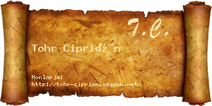 Tohr Ciprián névjegykártya